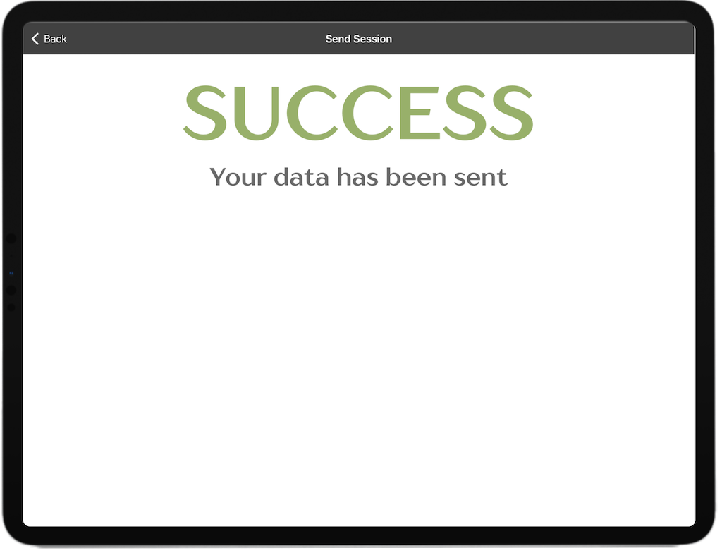an iPad showing a success message